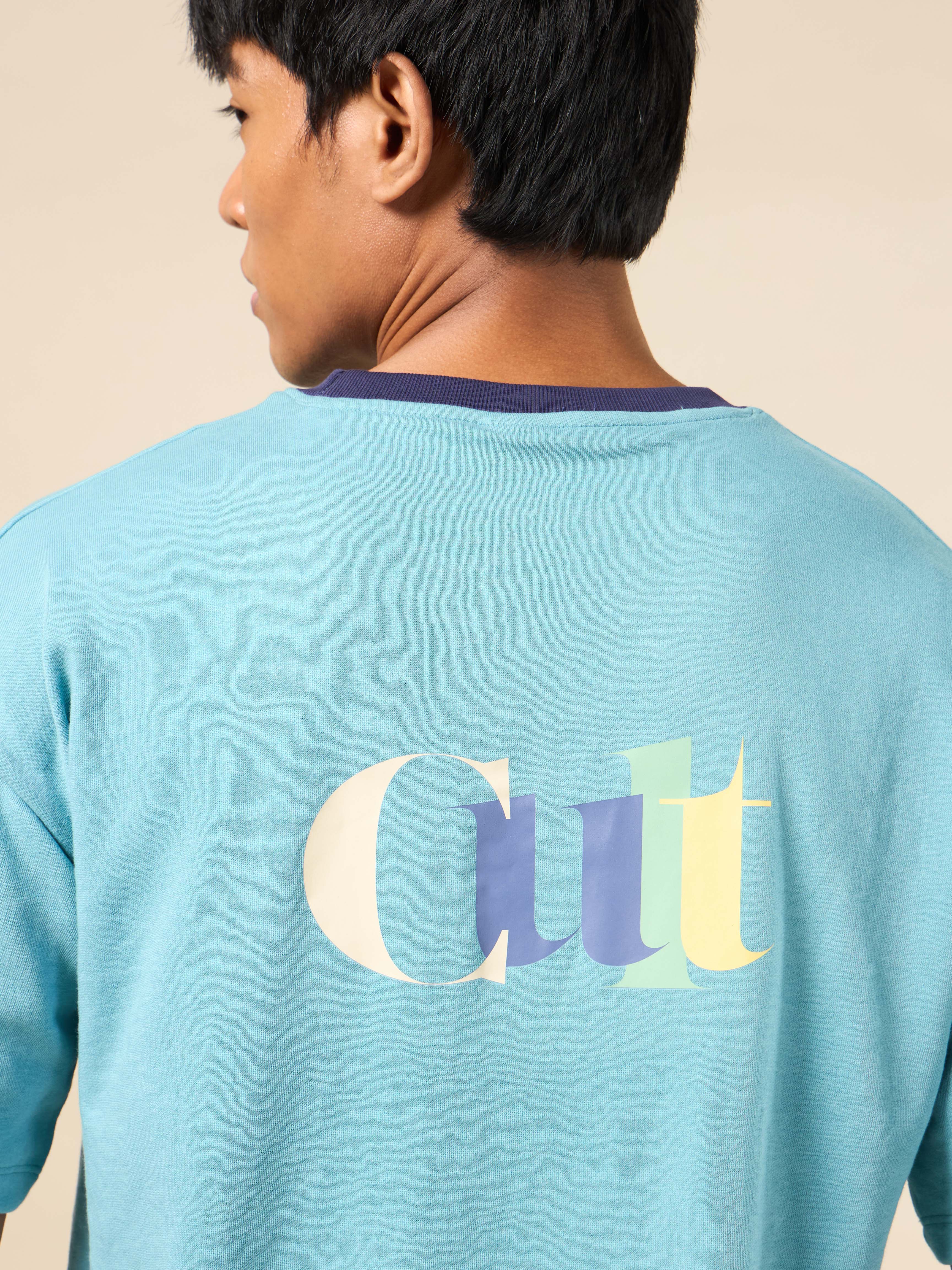 Men's Blue Cult Brand Carrier Oversized T-shirt - Image 7