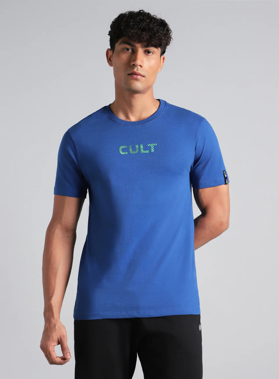 Men's Blue Cult Branding Printed T-shirt - Image 4