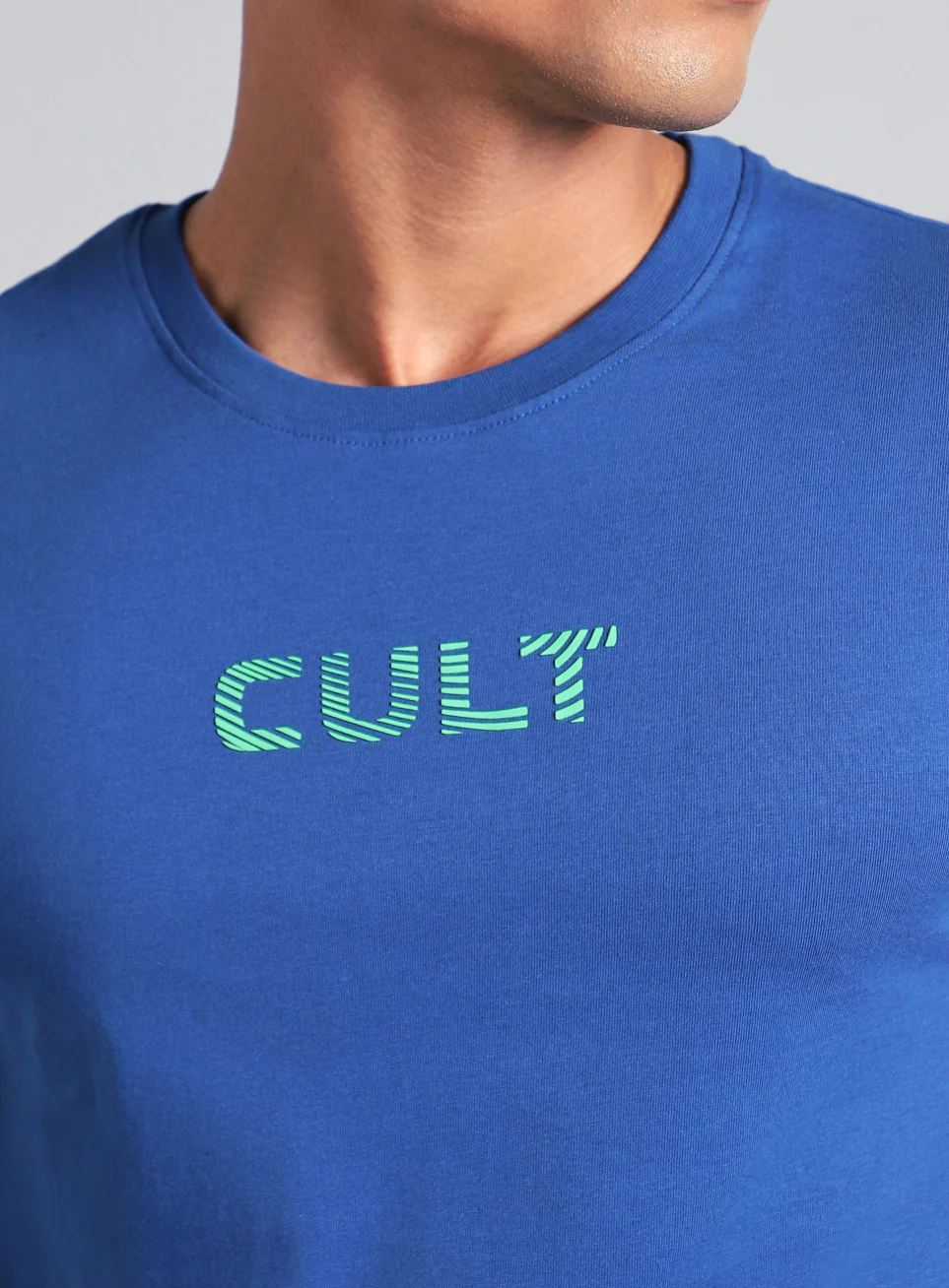 Men's Blue Cult Branding Printed T-shirt - Image 7