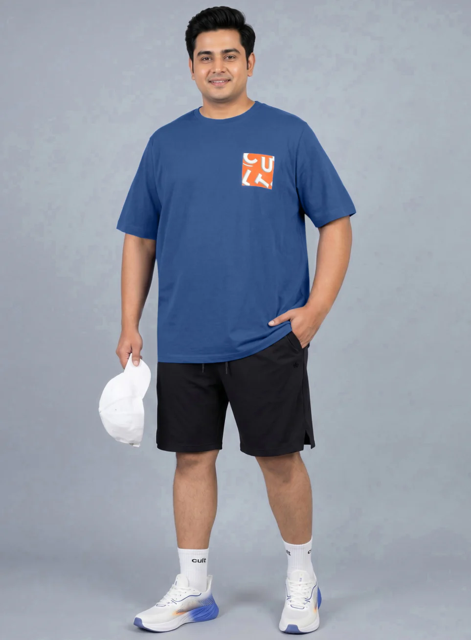 Men's Blue Cult Print Plus Size Graphic T-shirt - Image 2