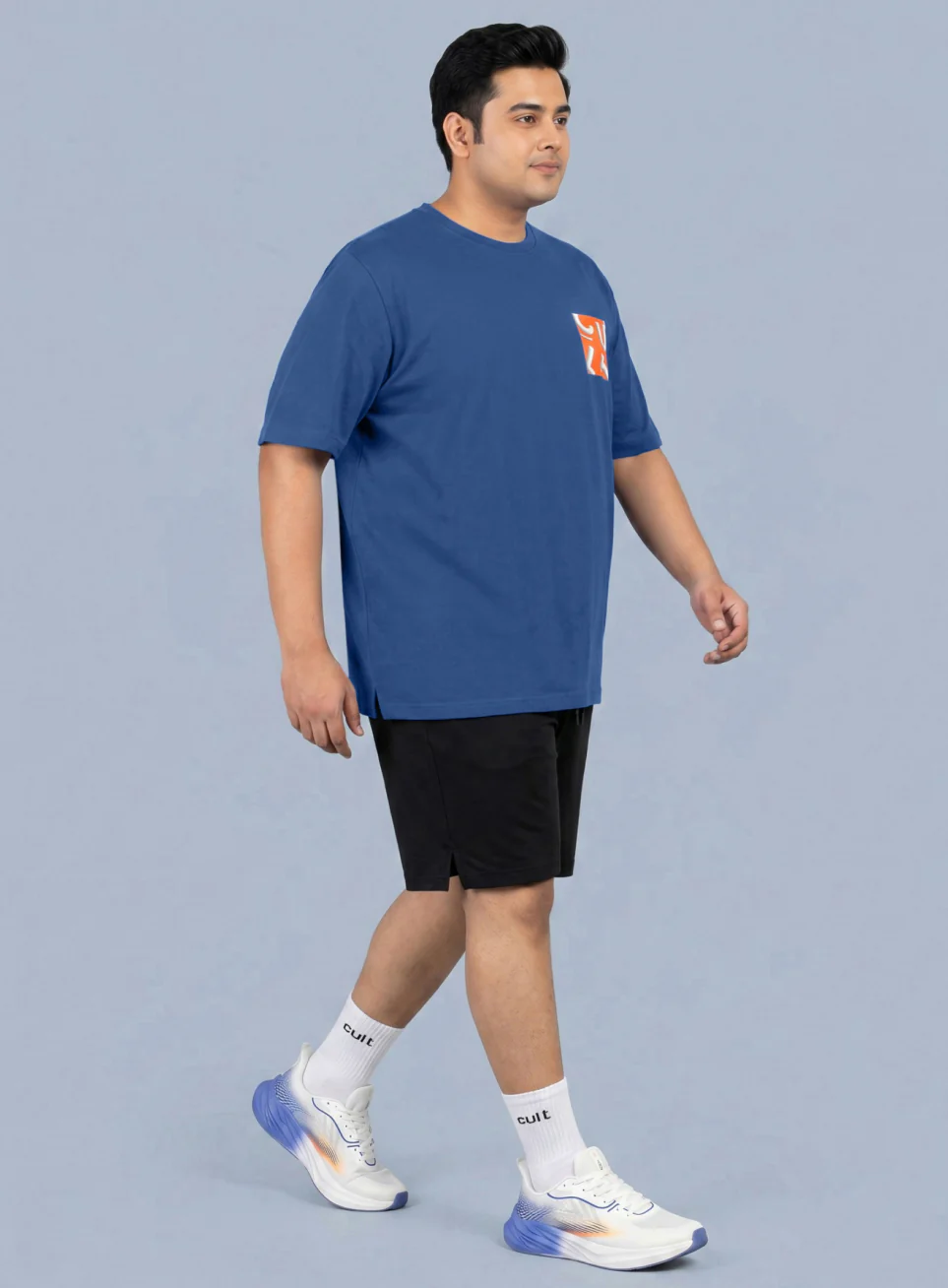 Men's Blue Cult Print Plus Size Graphic T-shirt - Image 3