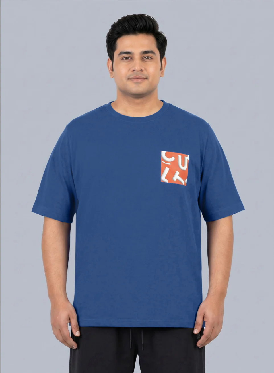 Men's Blue Cult Print Plus Size Graphic T-shirt - Image 4