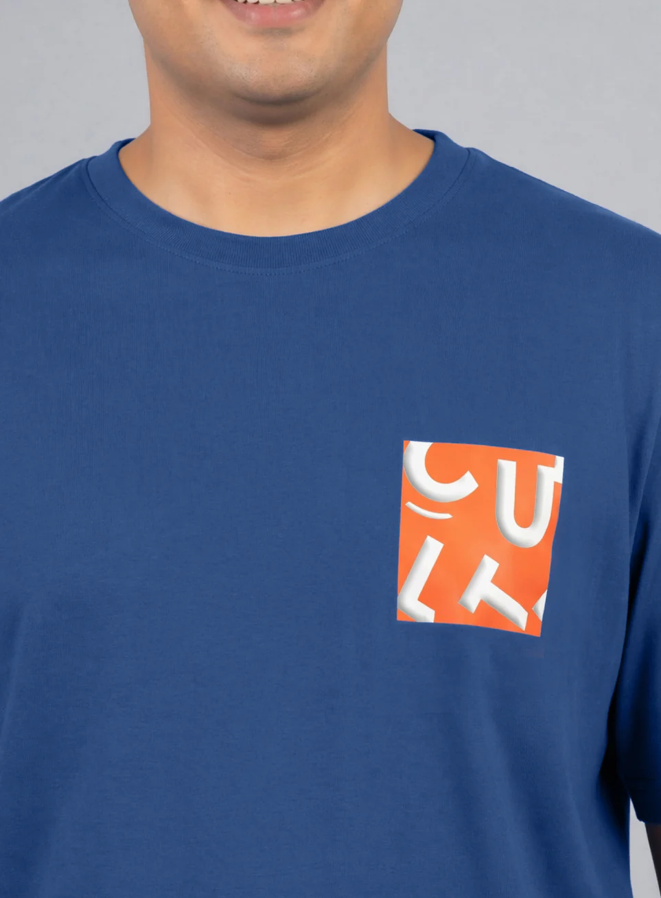 Men's Blue Cult Print Plus Size Graphic T-shirt - Image 7