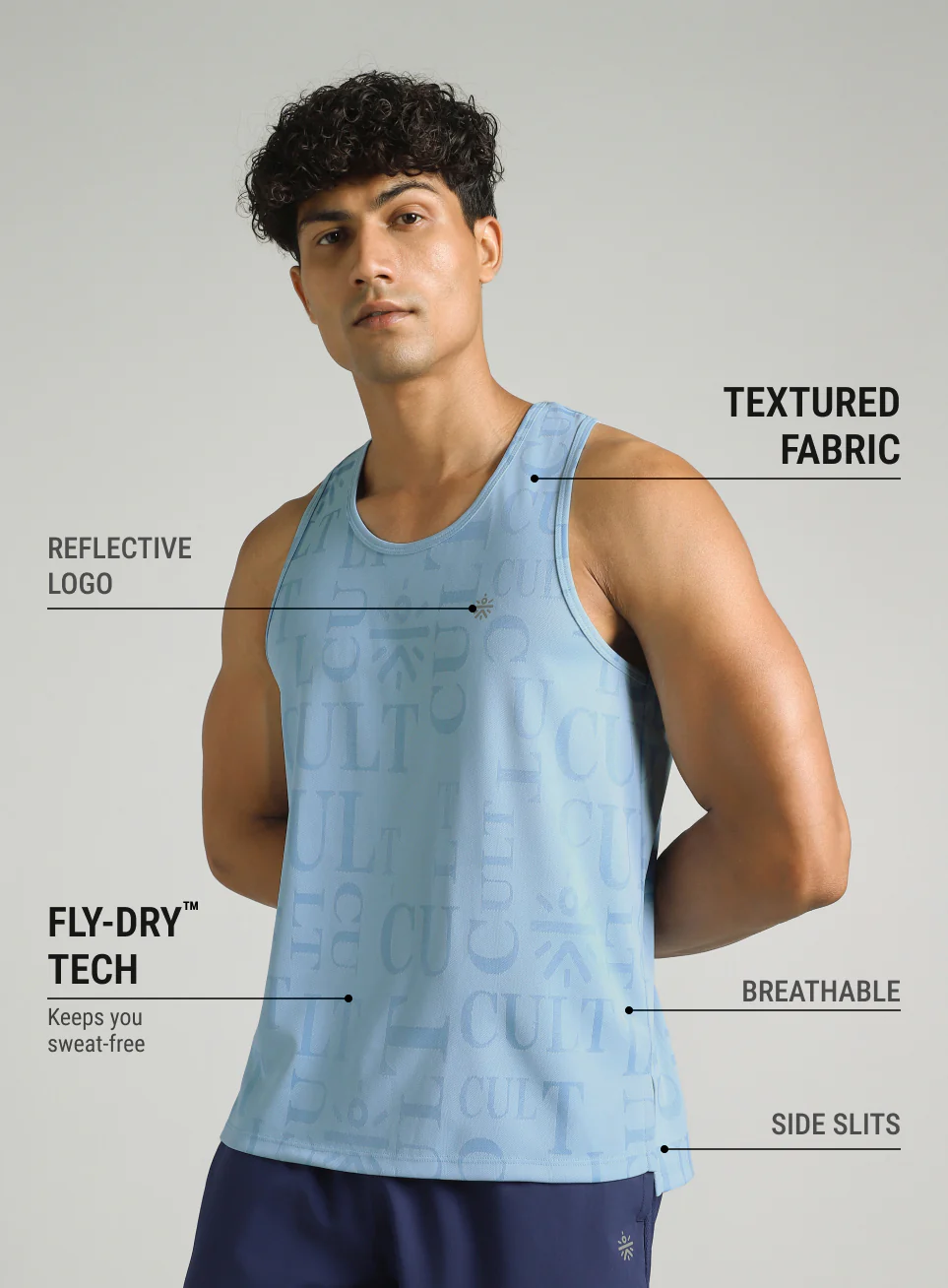 Men's Blue CULT ZERO Running Tank - Image 5