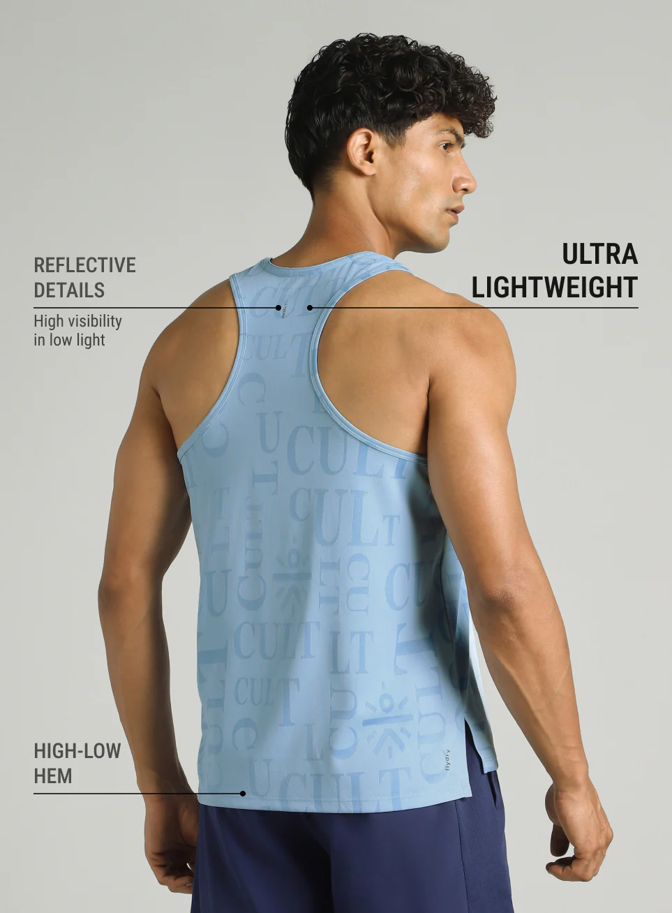 Men's Blue CULT ZERO Running Tank - Image 6