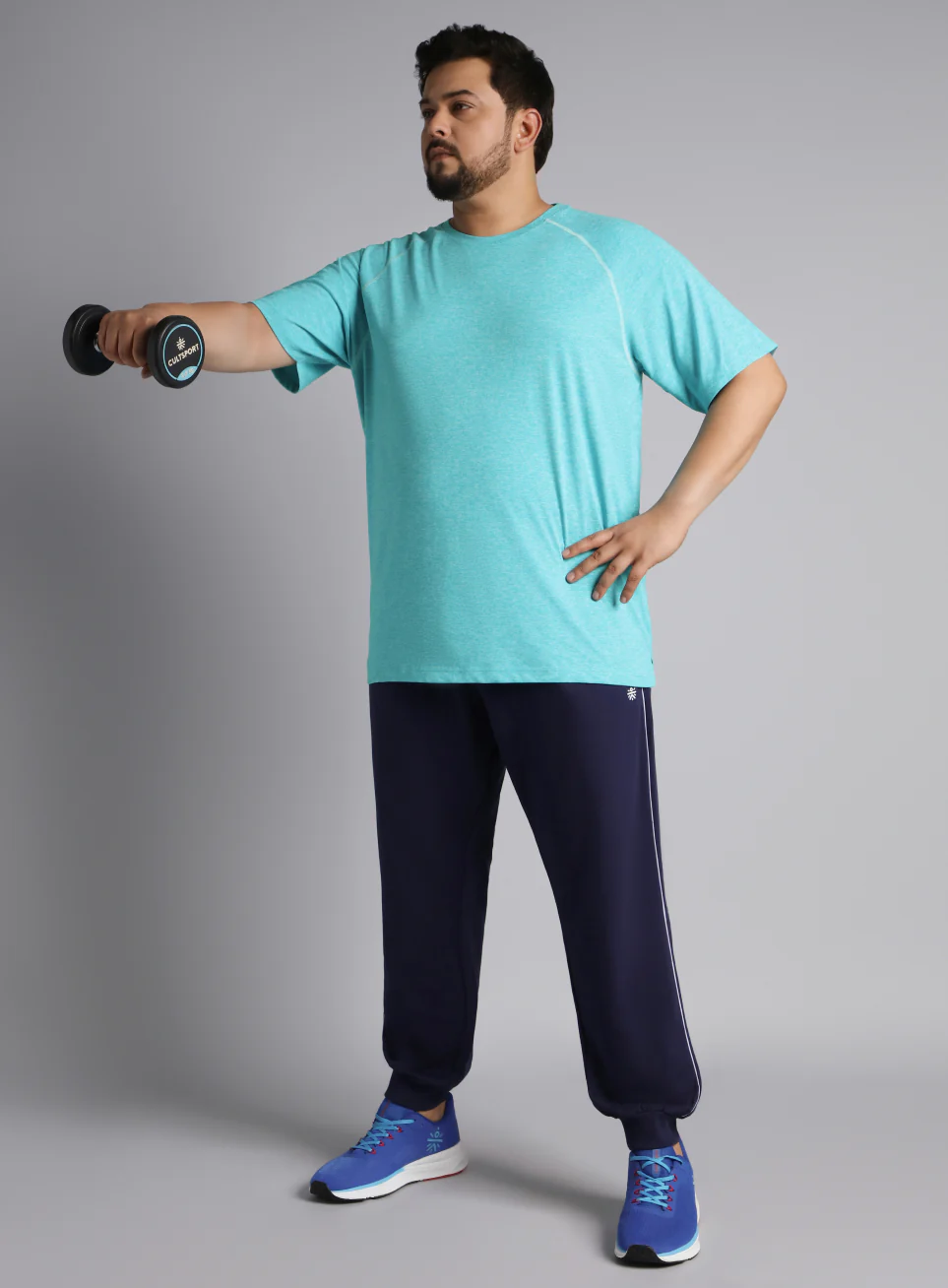 Men's Blue Flex Plus Size COMFORtech Regular fit T-shirt - Image 2