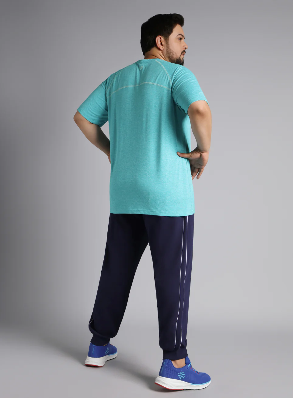 Men's Blue Flex Plus Size COMFORtech Regular fit T-shirt - Image 3