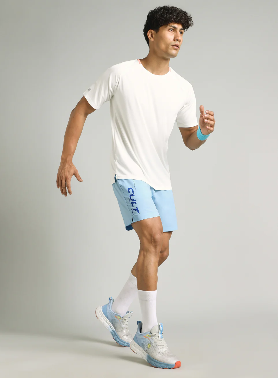 Men's Blue Motion Graphic Running Shorts - Image 3