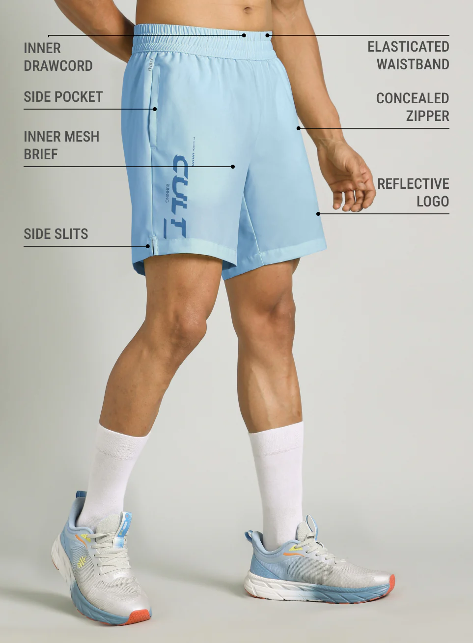 Men's Blue Motion Graphic Running Shorts - Image 5