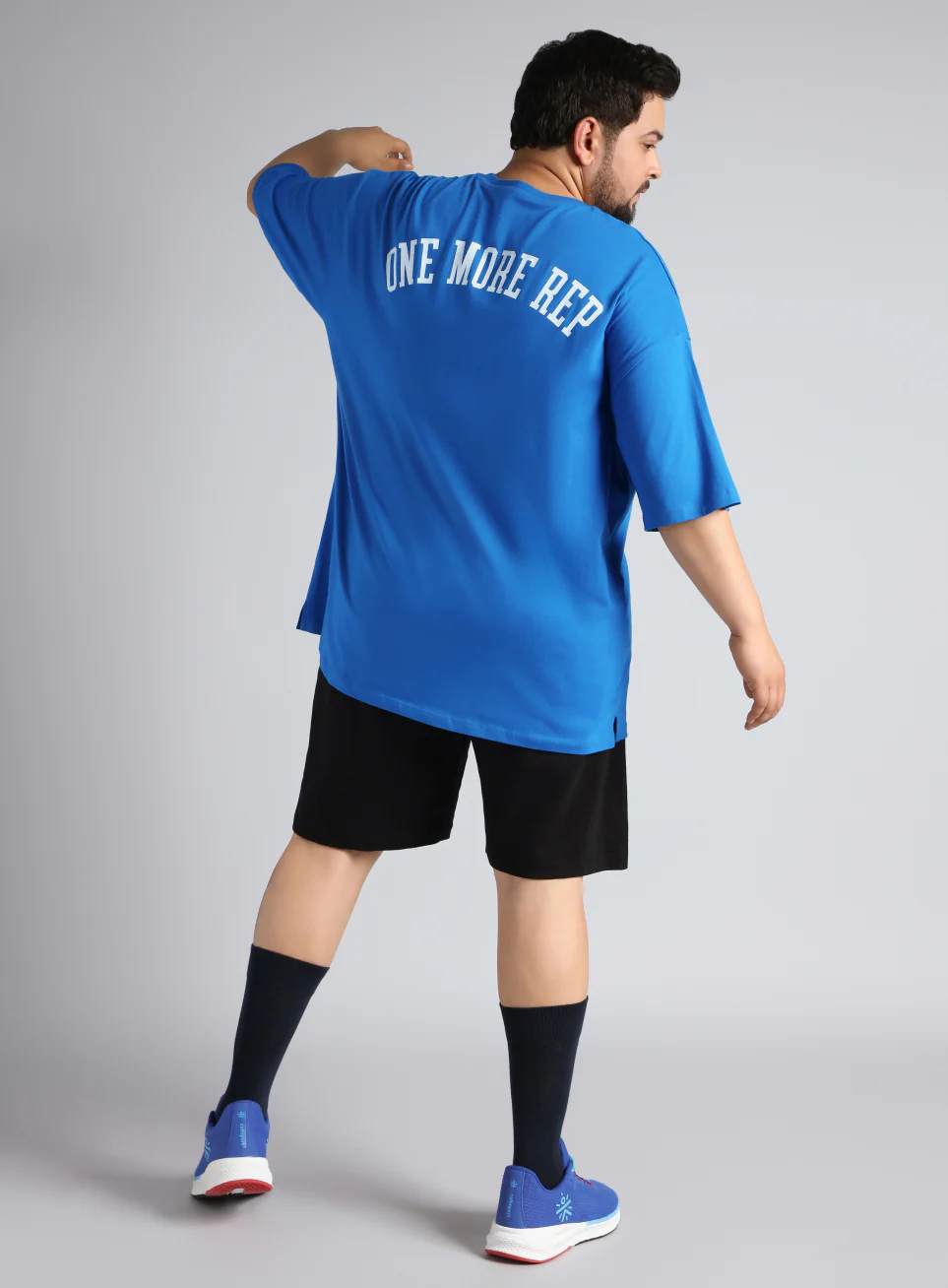Men's Blue One More Rep Graphic Plus Size Oversized fit T-shirt - Image 3