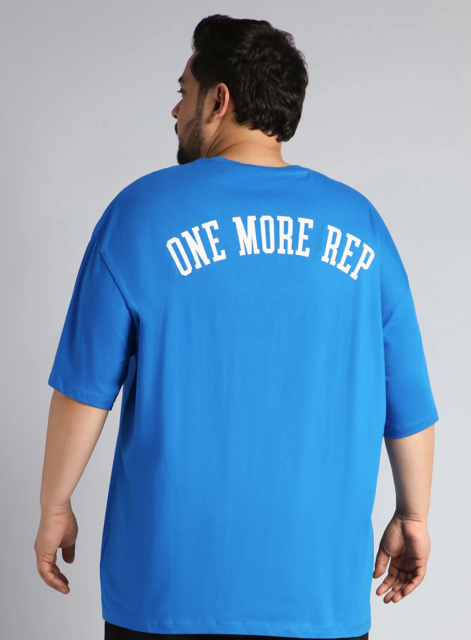 Men's Blue One More Rep Graphic Plus Size Oversized fit T-shirt - Image 6