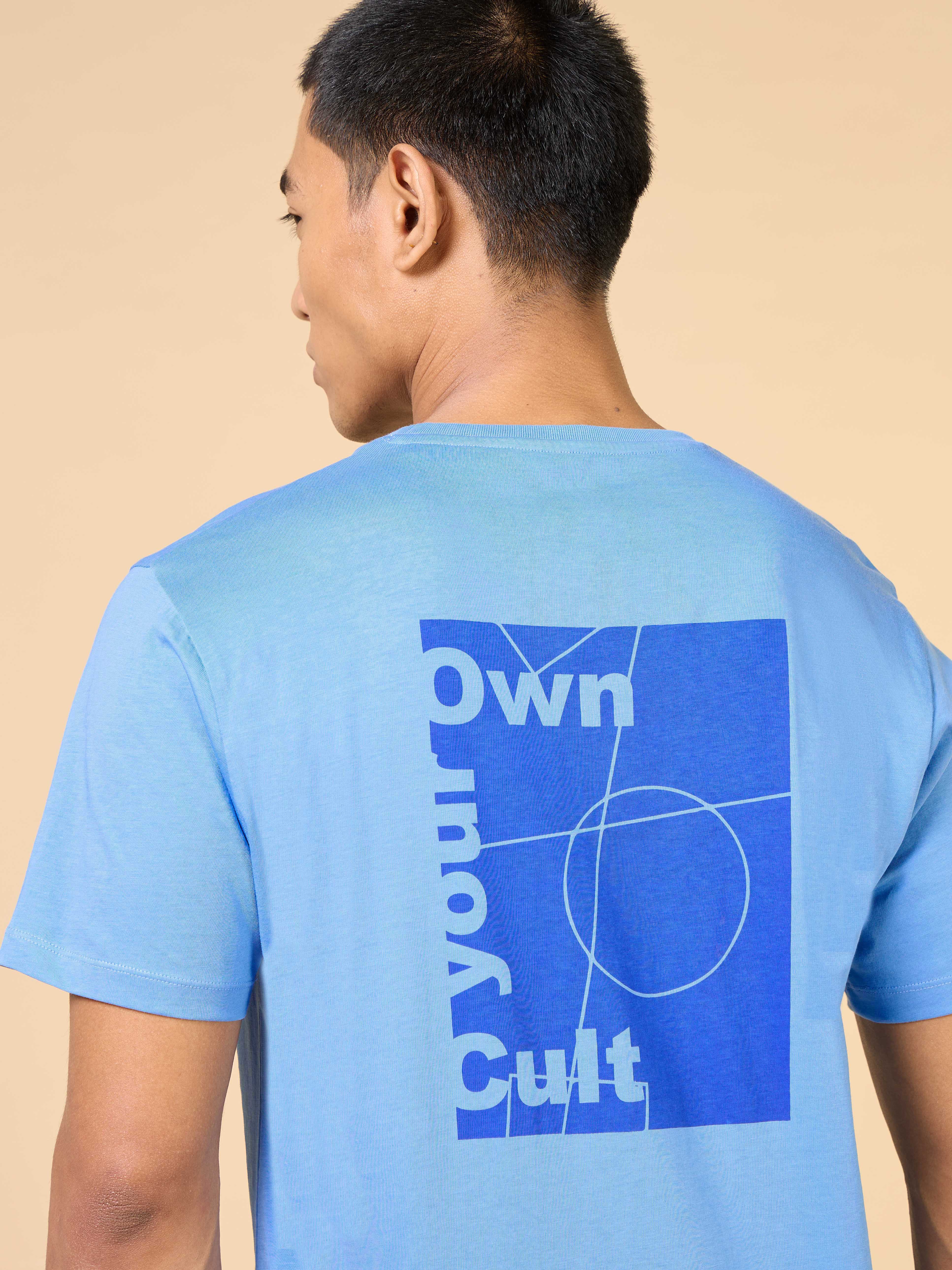 Men's Blue Own Your Cult Graphic T-shirt - Image 8