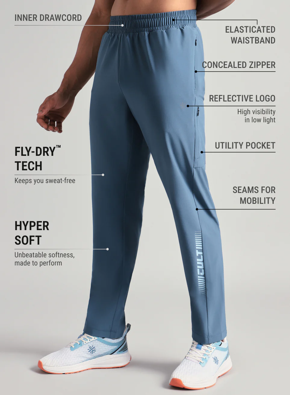 Men's Blue Pro Movement Runner's Trackpants - Image 5