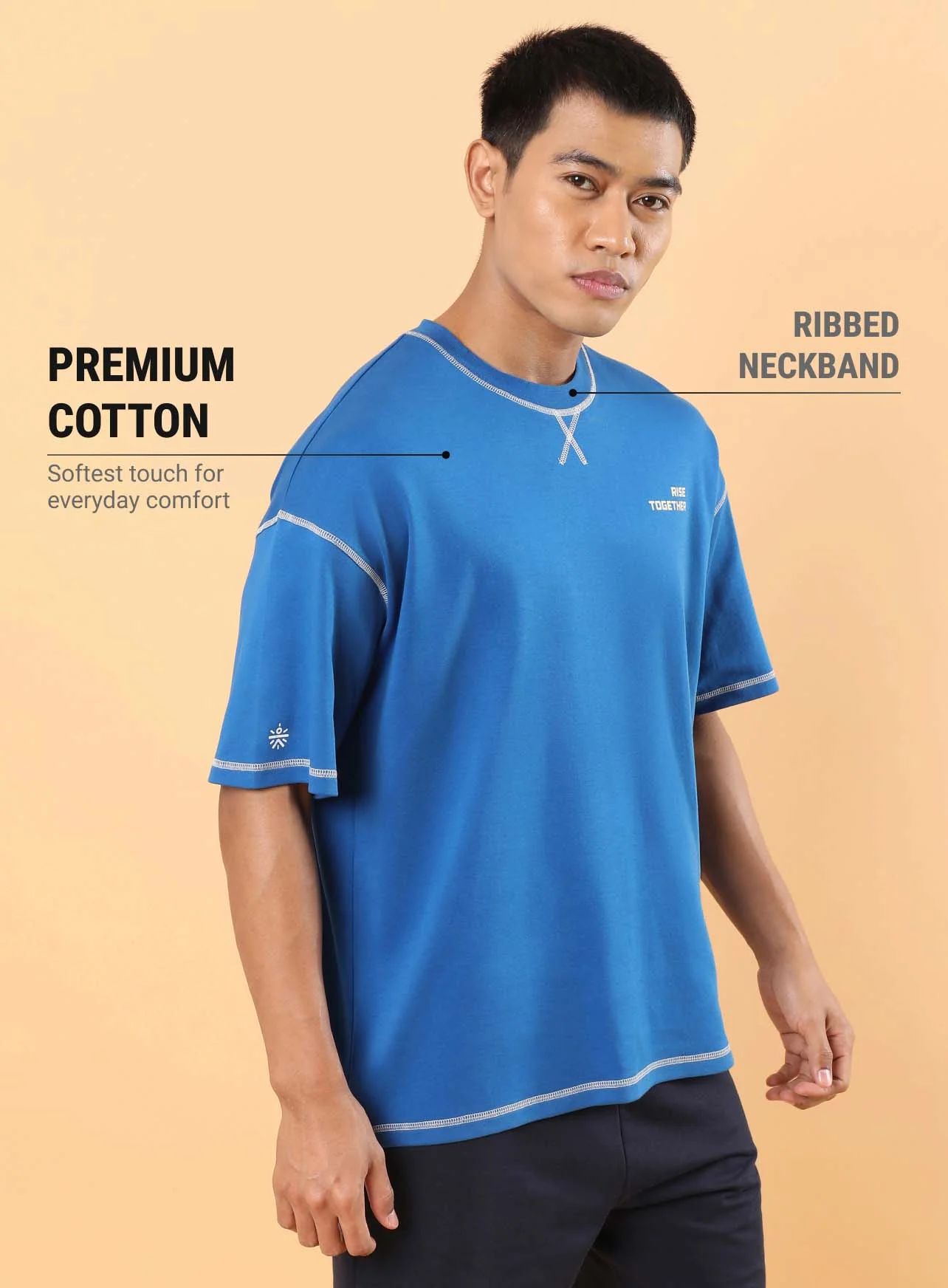 Men's Blue Rise Together Oversized T-shirt - Image 5