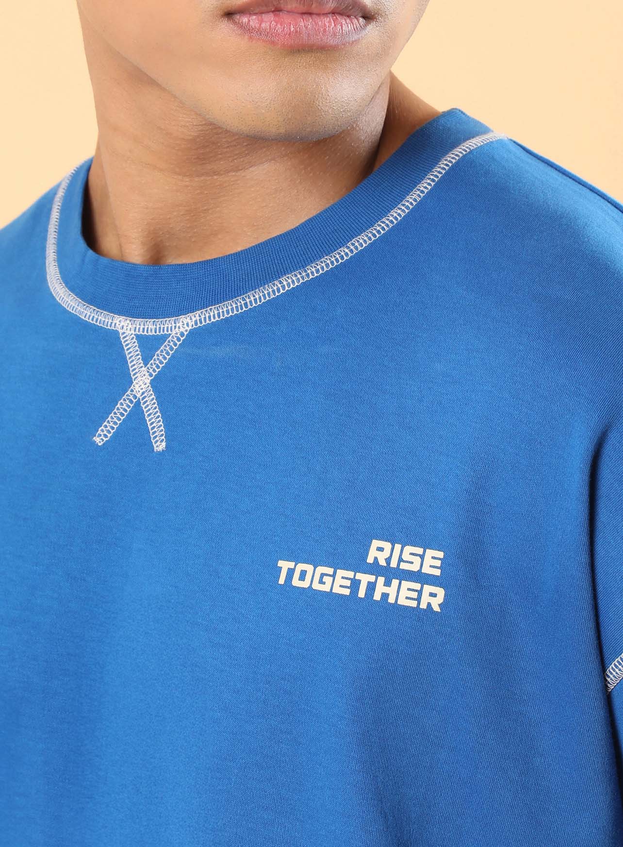 Men's Blue Rise Together Oversized T-shirt - Image 7
