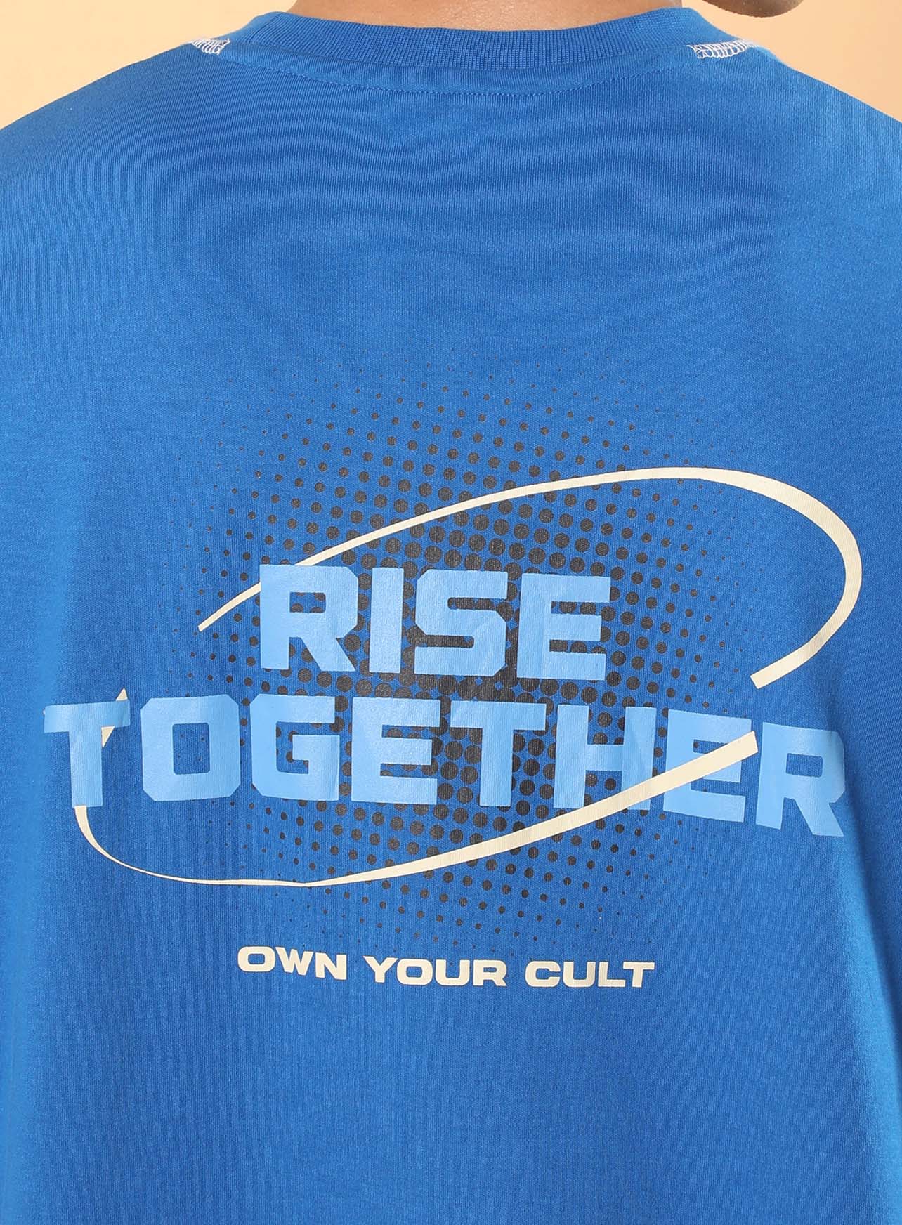 Men's Blue Rise Together Oversized T-shirt - Image 8