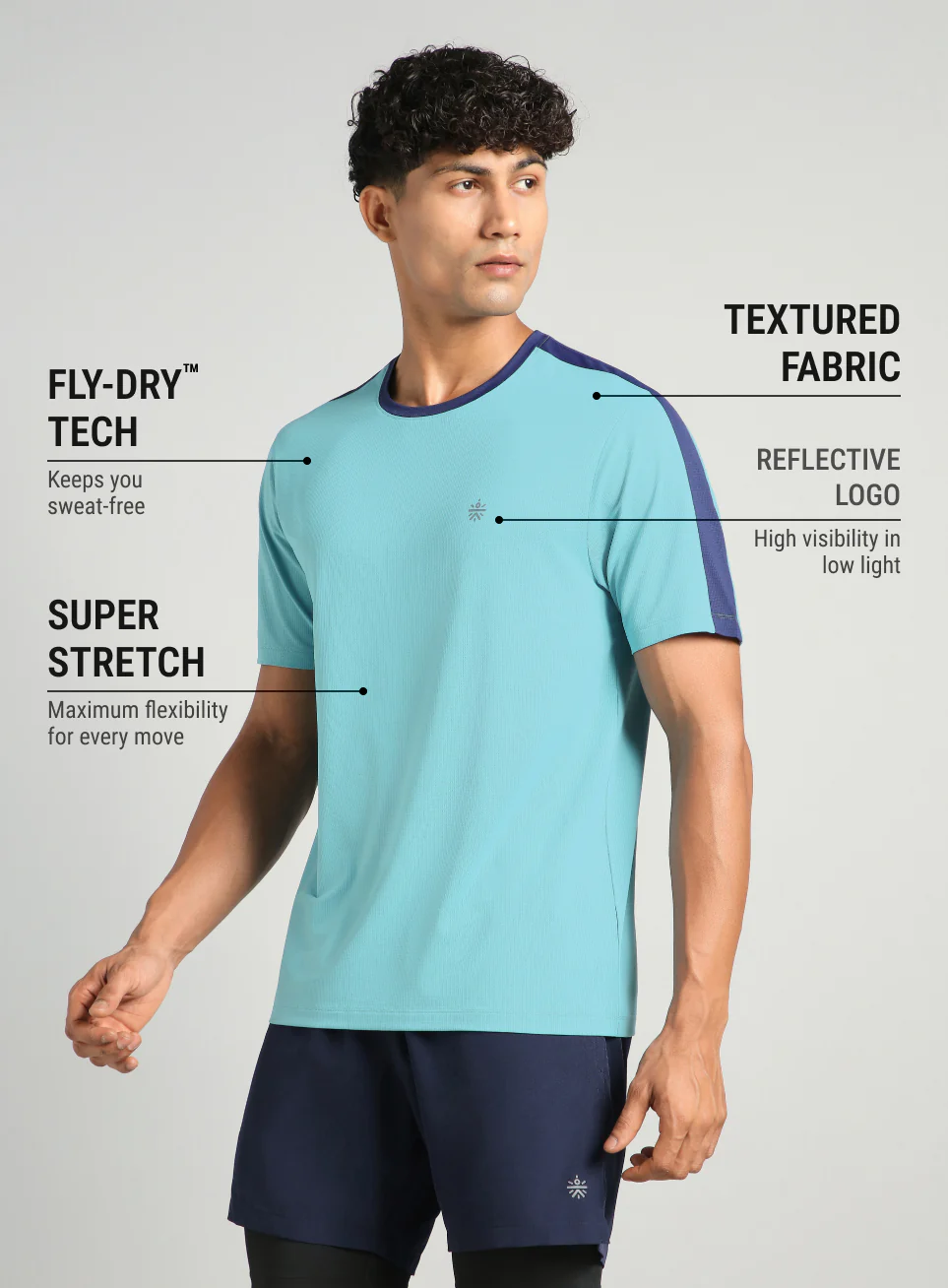Men's Blue Run In Motion Graphic T-Shirt - Image 5