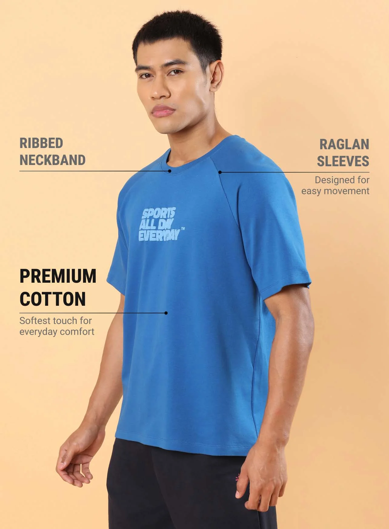 Men's Blue Sports Fan Relaxed fit T-shirt - Image 5