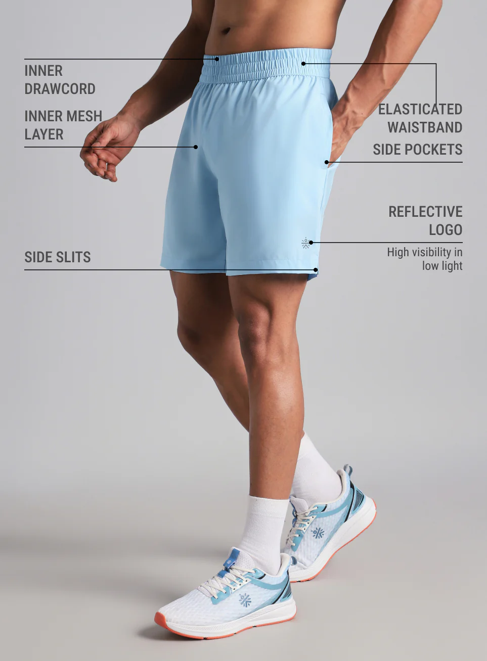Men's Blue Swift Runner Shorts - Image 5