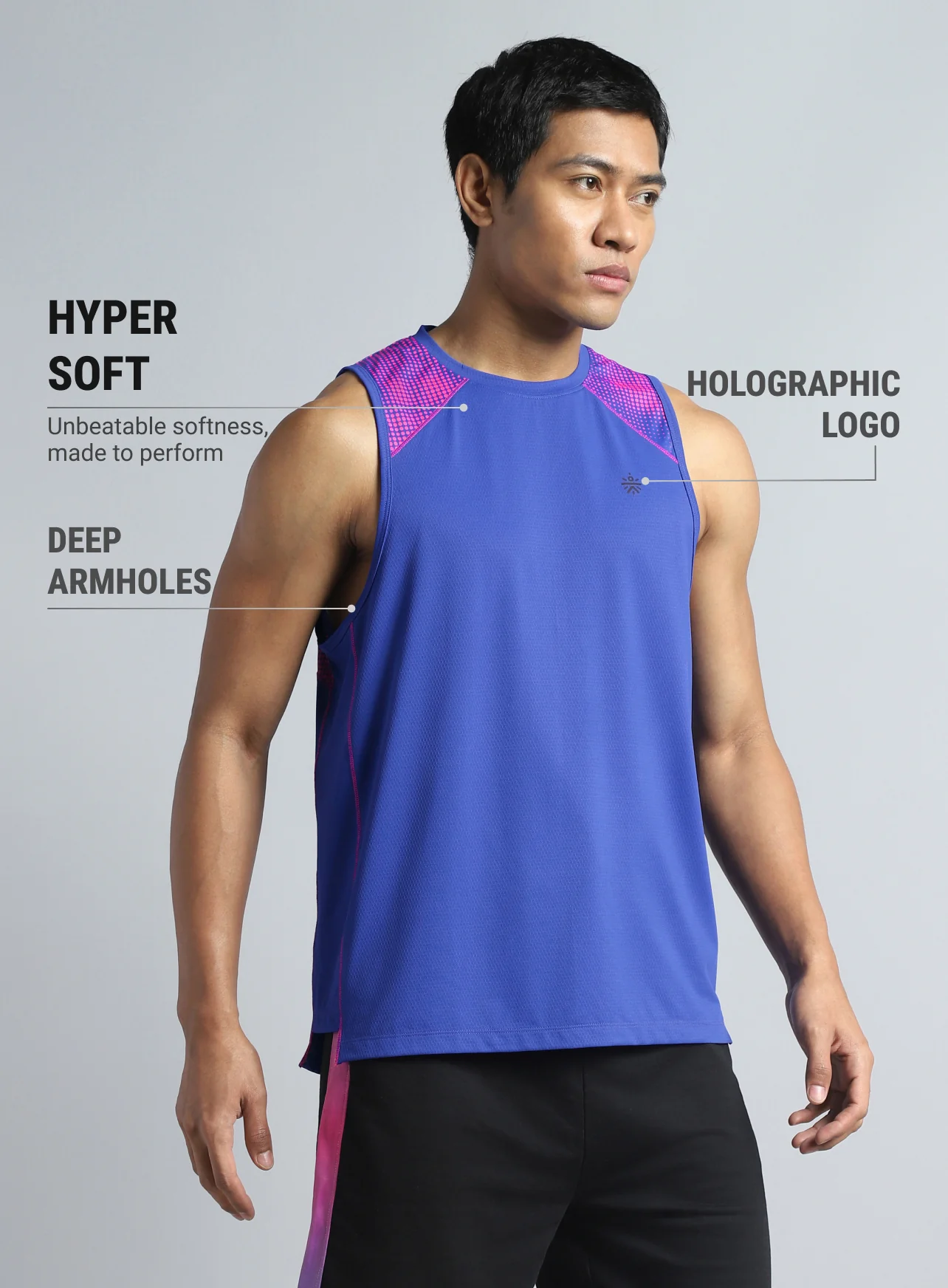 Men's Blue Training Muscle Tank - Image 5