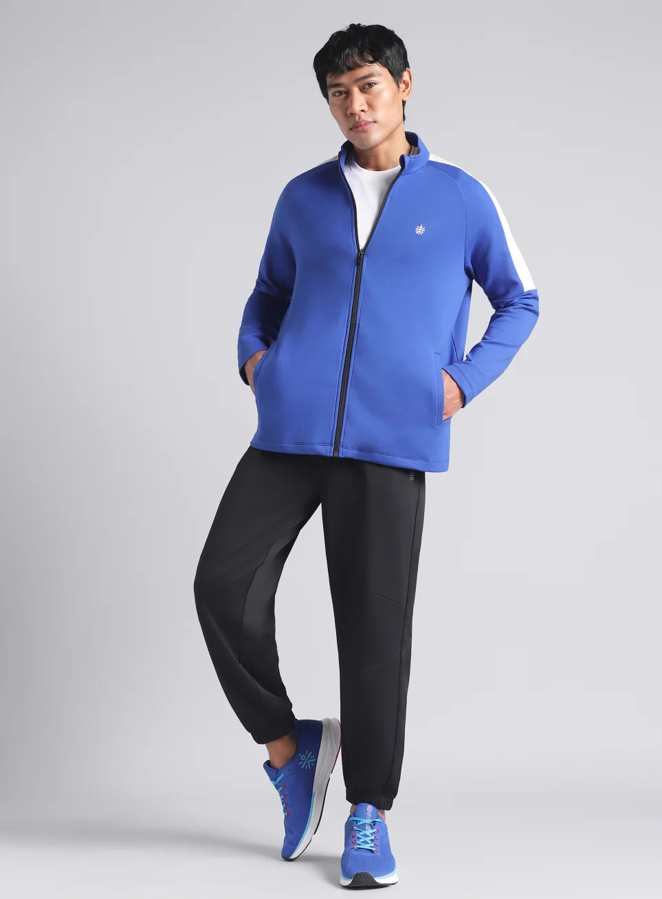 Men's Blue Workout Essential Mid Layer Jacket - Image 3