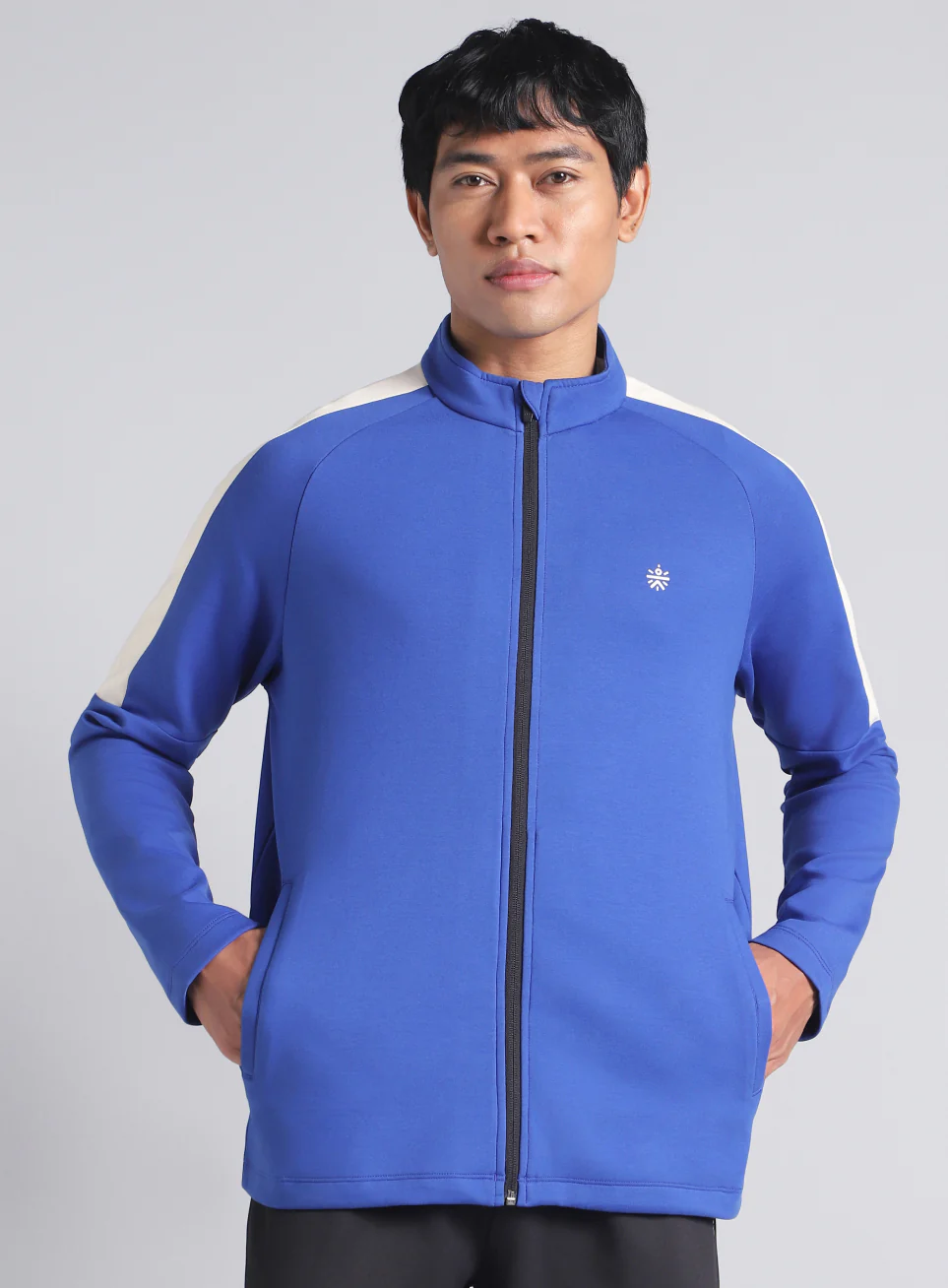 Men's Blue Workout Essential Mid Layer Jacket - Image 4