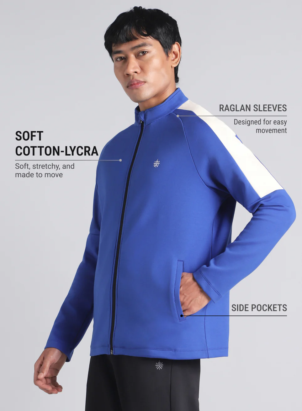 Men's Blue Workout Essential Mid Layer Jacket - Image 5