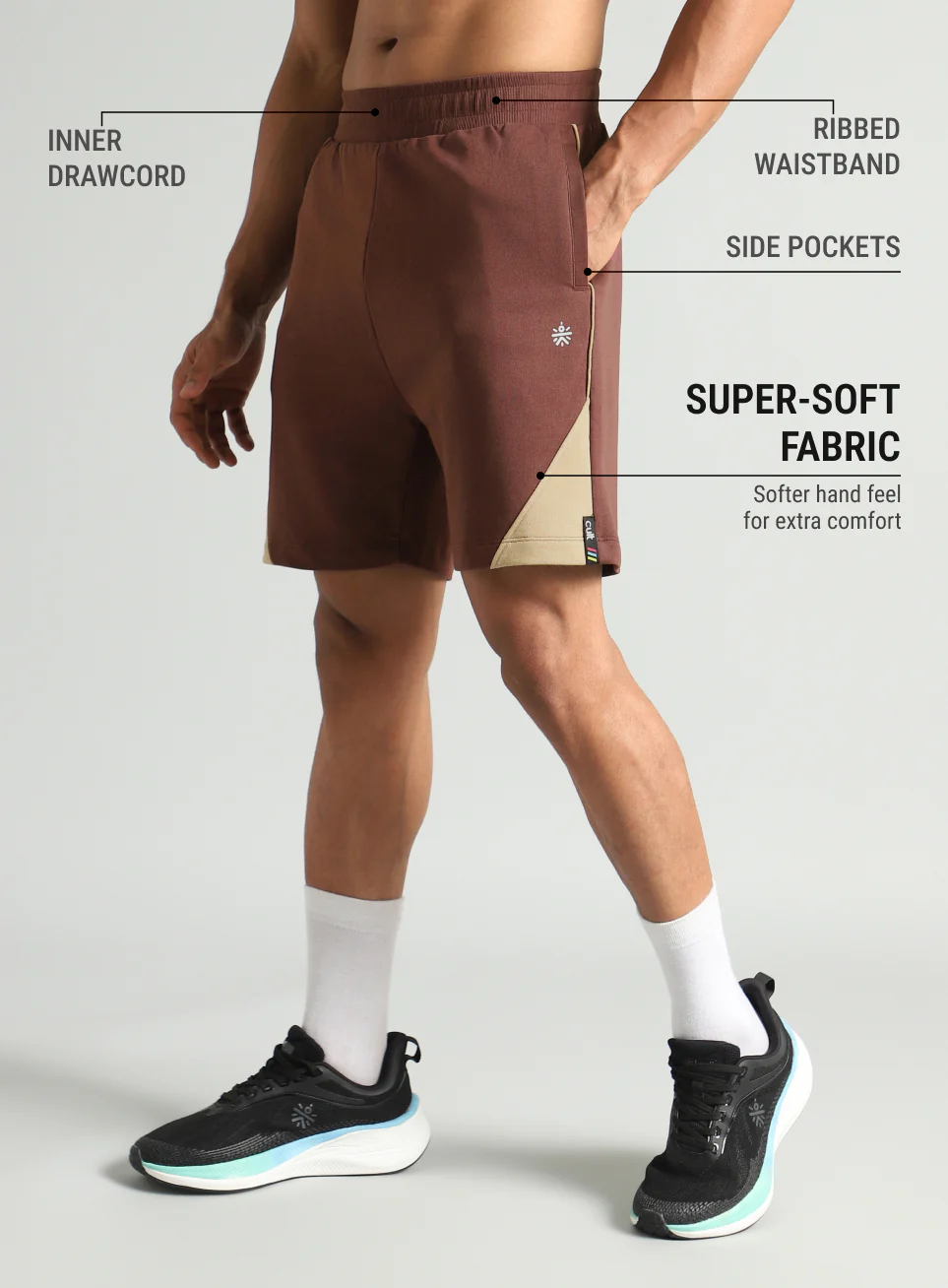 Men's Brown Classic Sports Club Shorts - Image 5