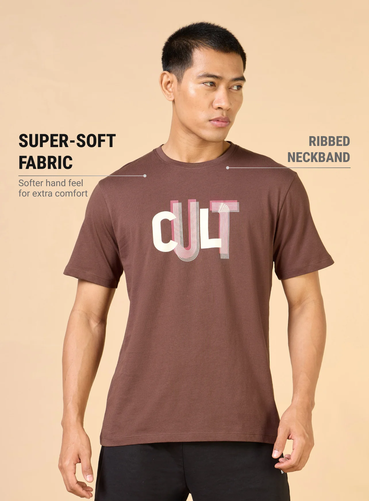 Men's Brown Cult Brand Carrier T-shirt - Image 4