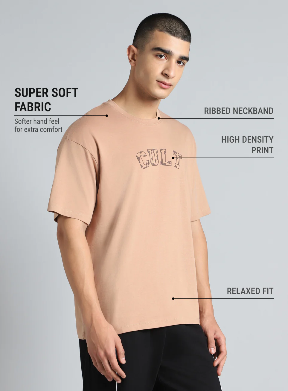 Men's Brown Cult Branding Graphic Relaxed T-shirt - Image 5