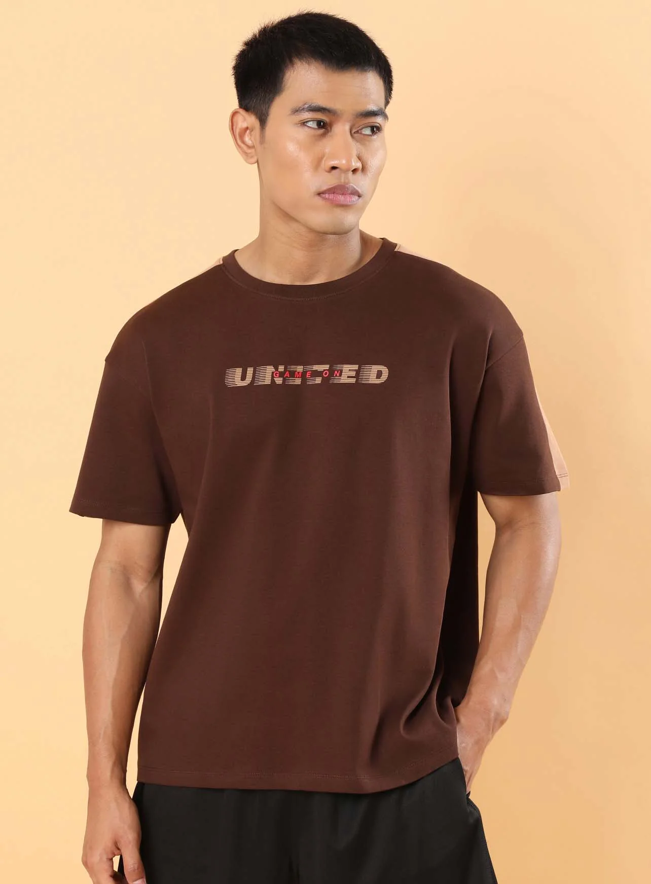 Men's Brown Game On Typo T-shirt - Image 4