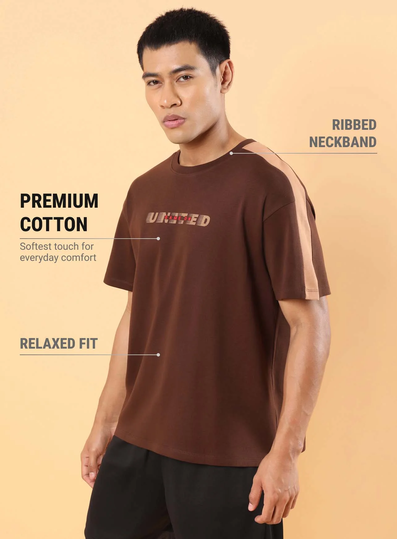 Men's Brown Game On Typo T-shirt - Image 5