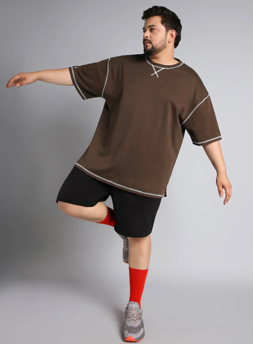 Men's Brown Play Day Plus Size Oversized fit T-shirt - Image 3