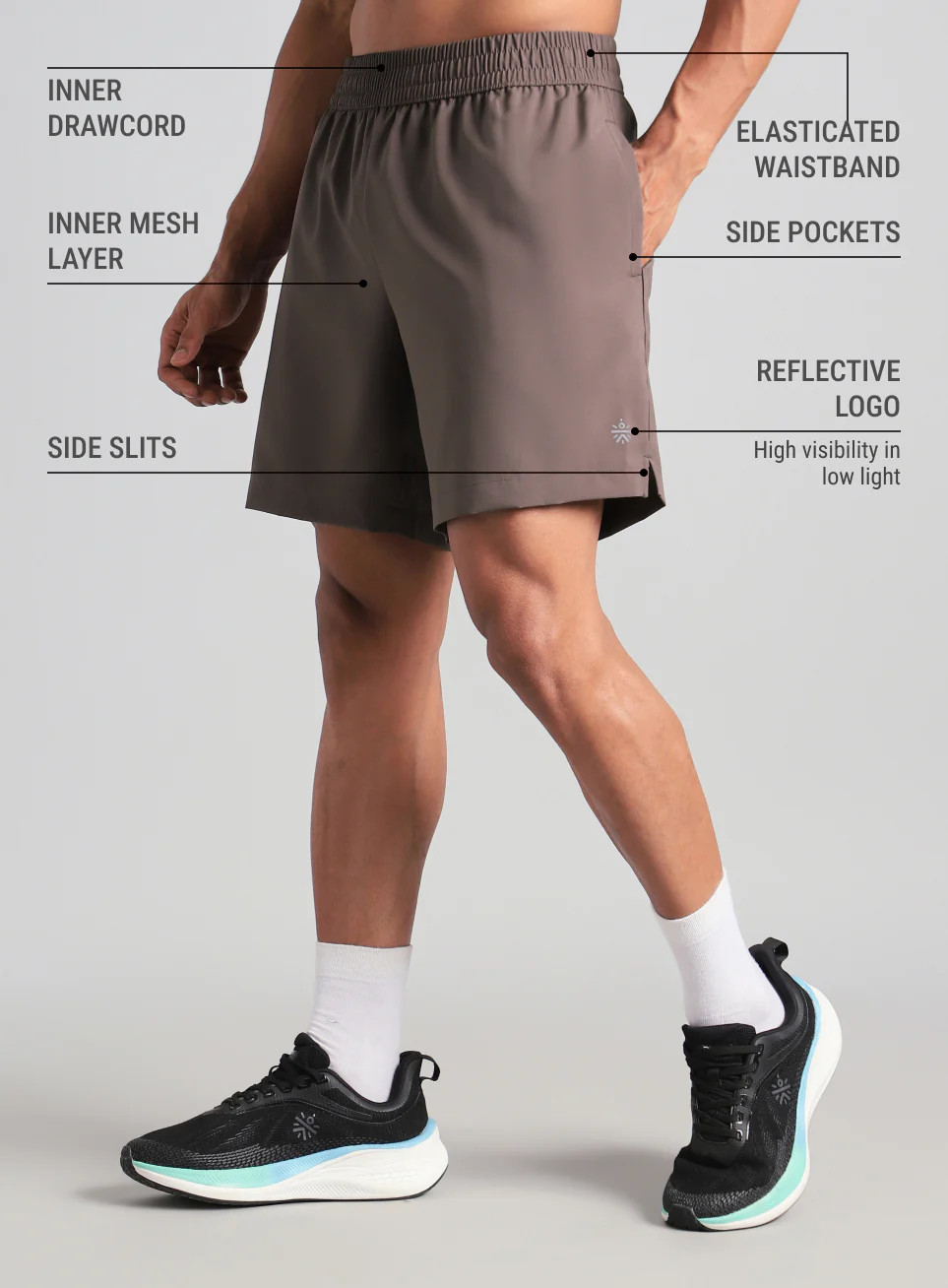 Men's Brown Swift Runner Shorts - Image 5