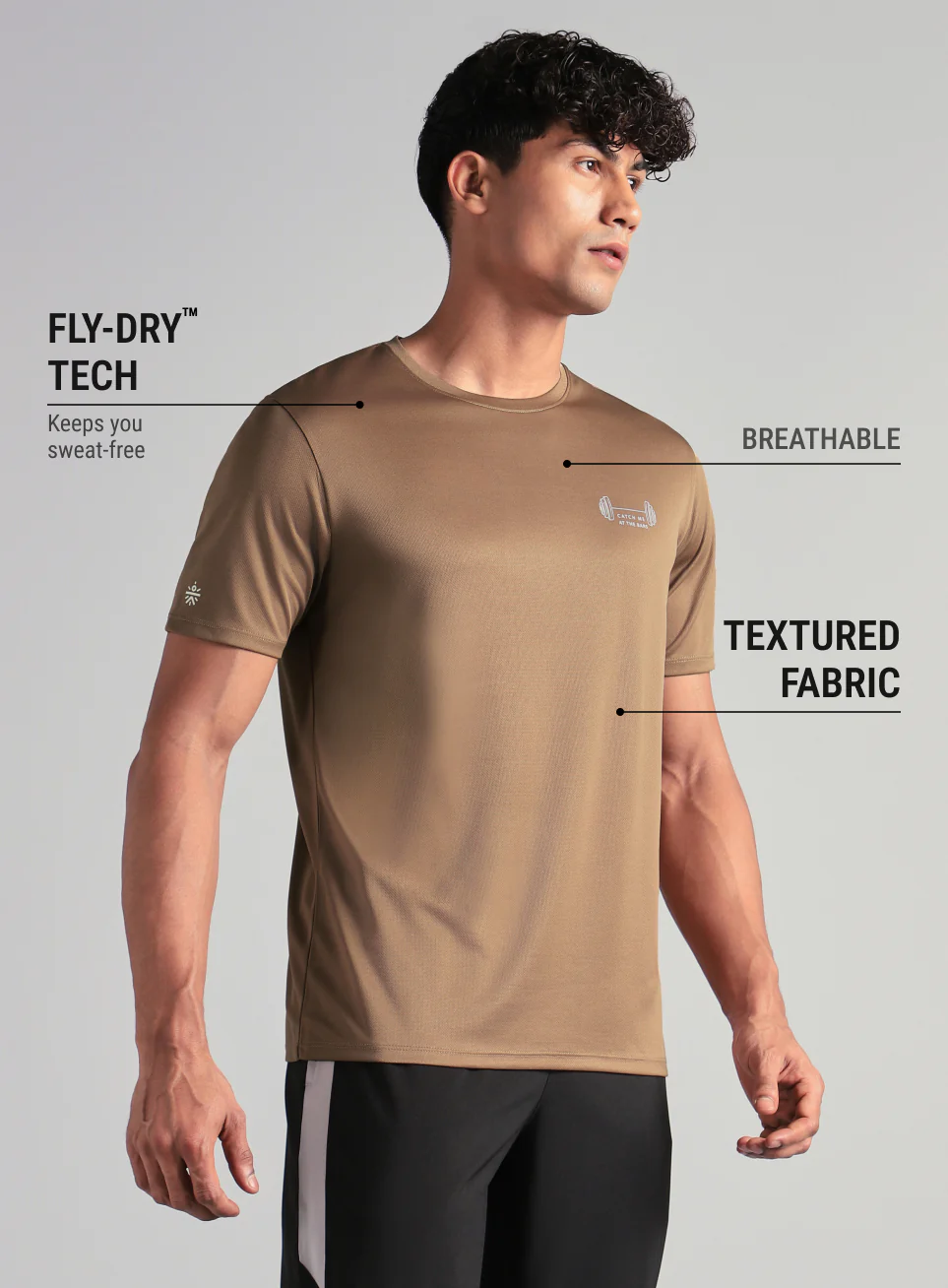 Men's Brown Training Graphic T-Shirt - Image 5