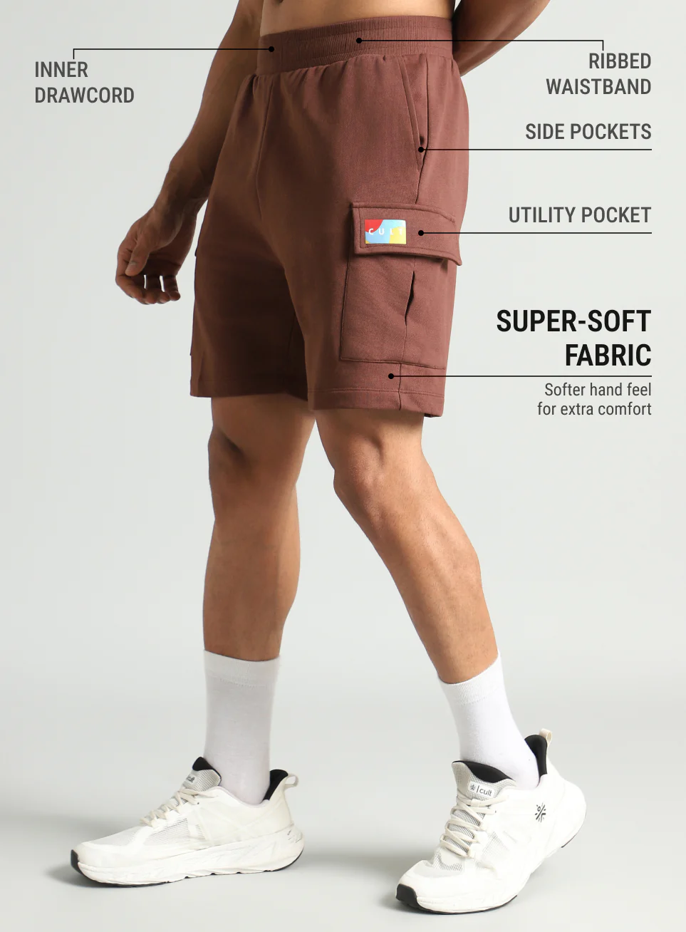 Men's Brown Utility Classic Shorts - Image 5