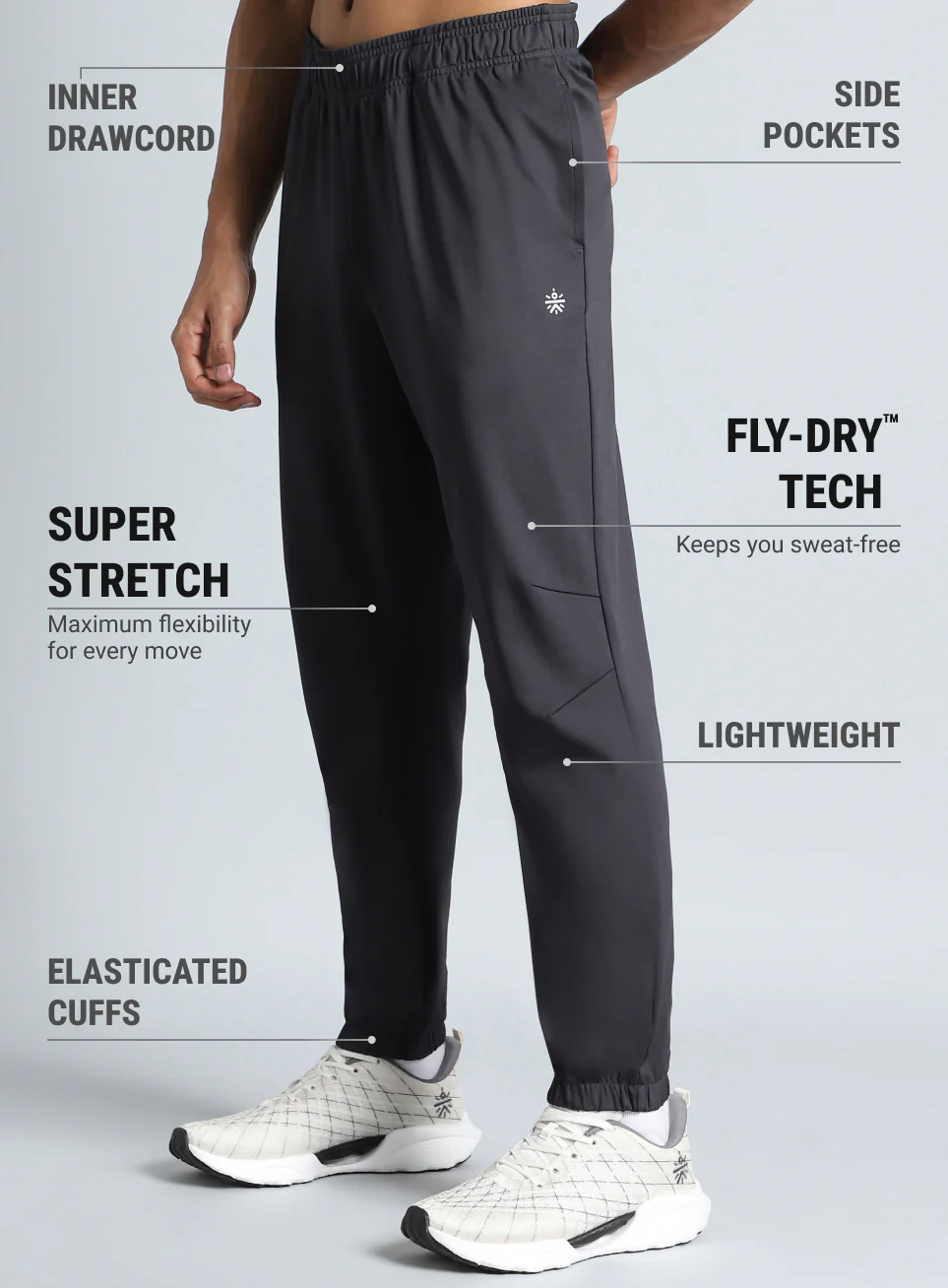 Men's Dark Grey Running Essential Joggers - Image 5
