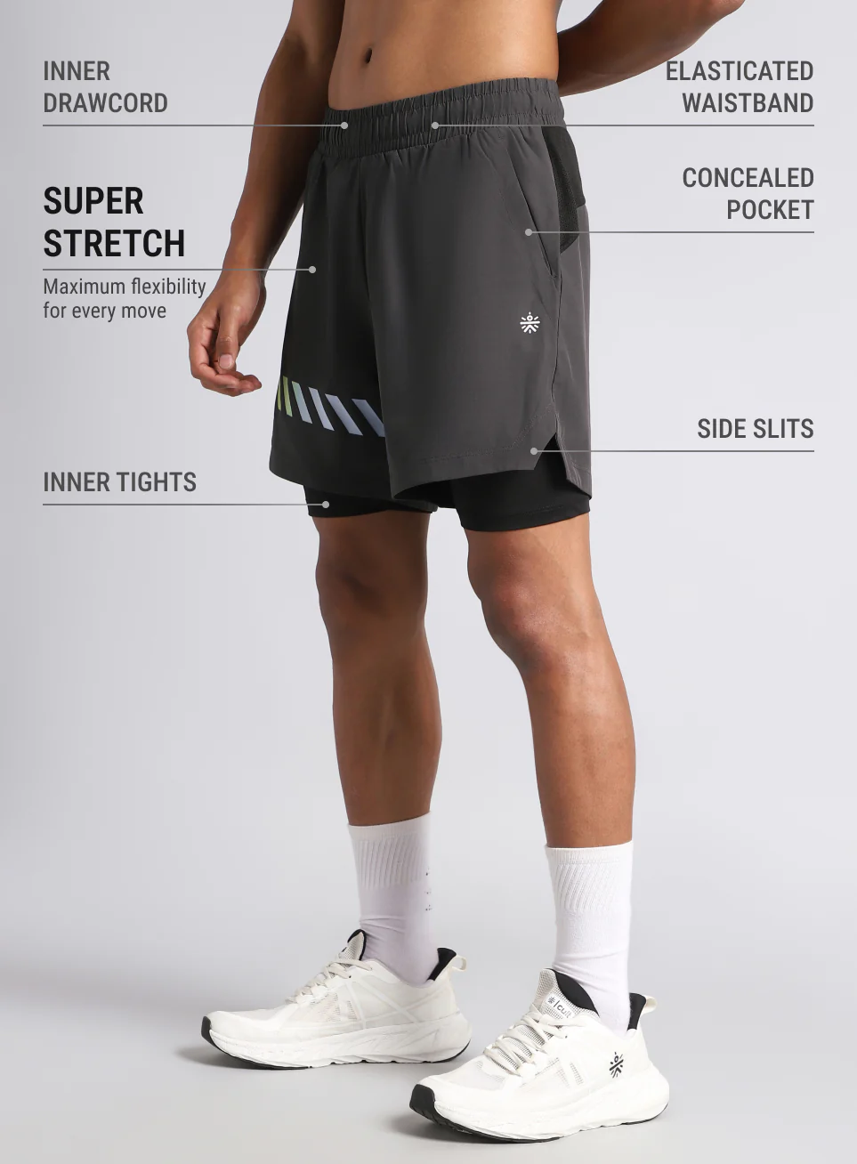 Men's Dark Grey 360 Degree Performance Shorts - Image 5
