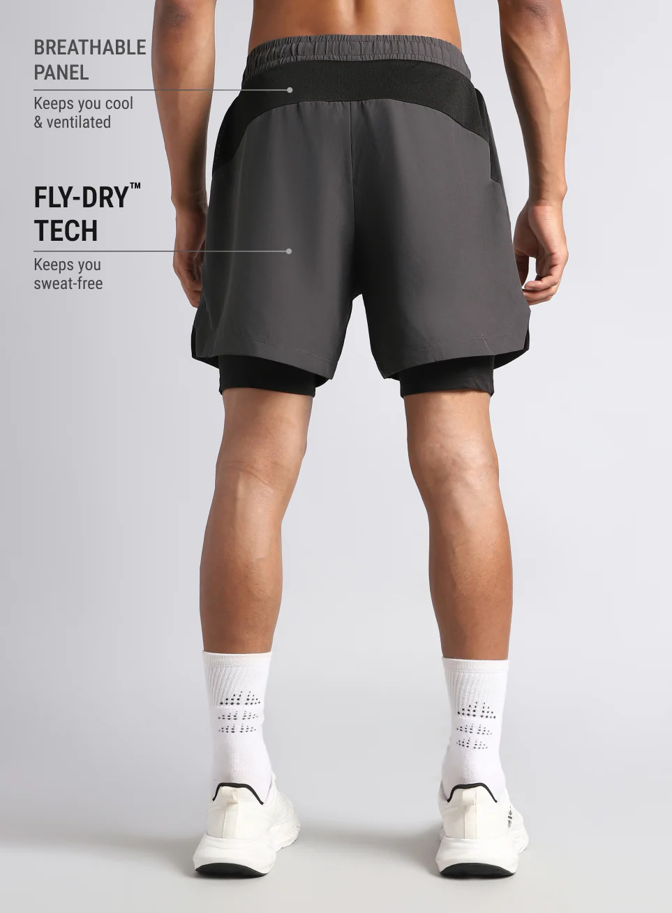 Men's Dark Grey 360 Degree Performance Shorts - Image 6