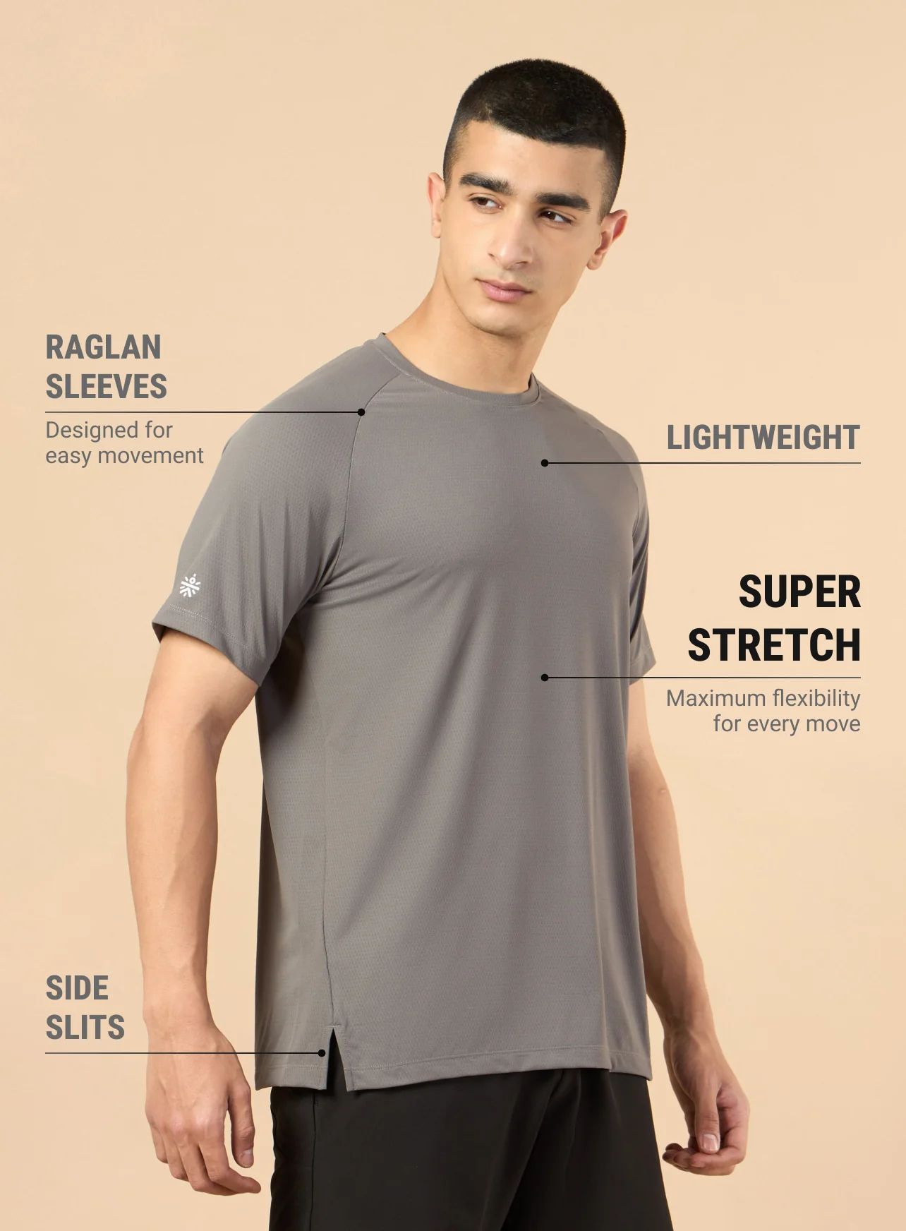 Men's Dark Grey All Workout Training T-shirt - Image 5