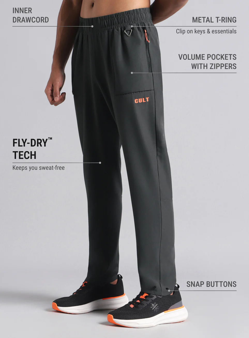 Men's Dark Grey City Commuter Trackpants - Image 5