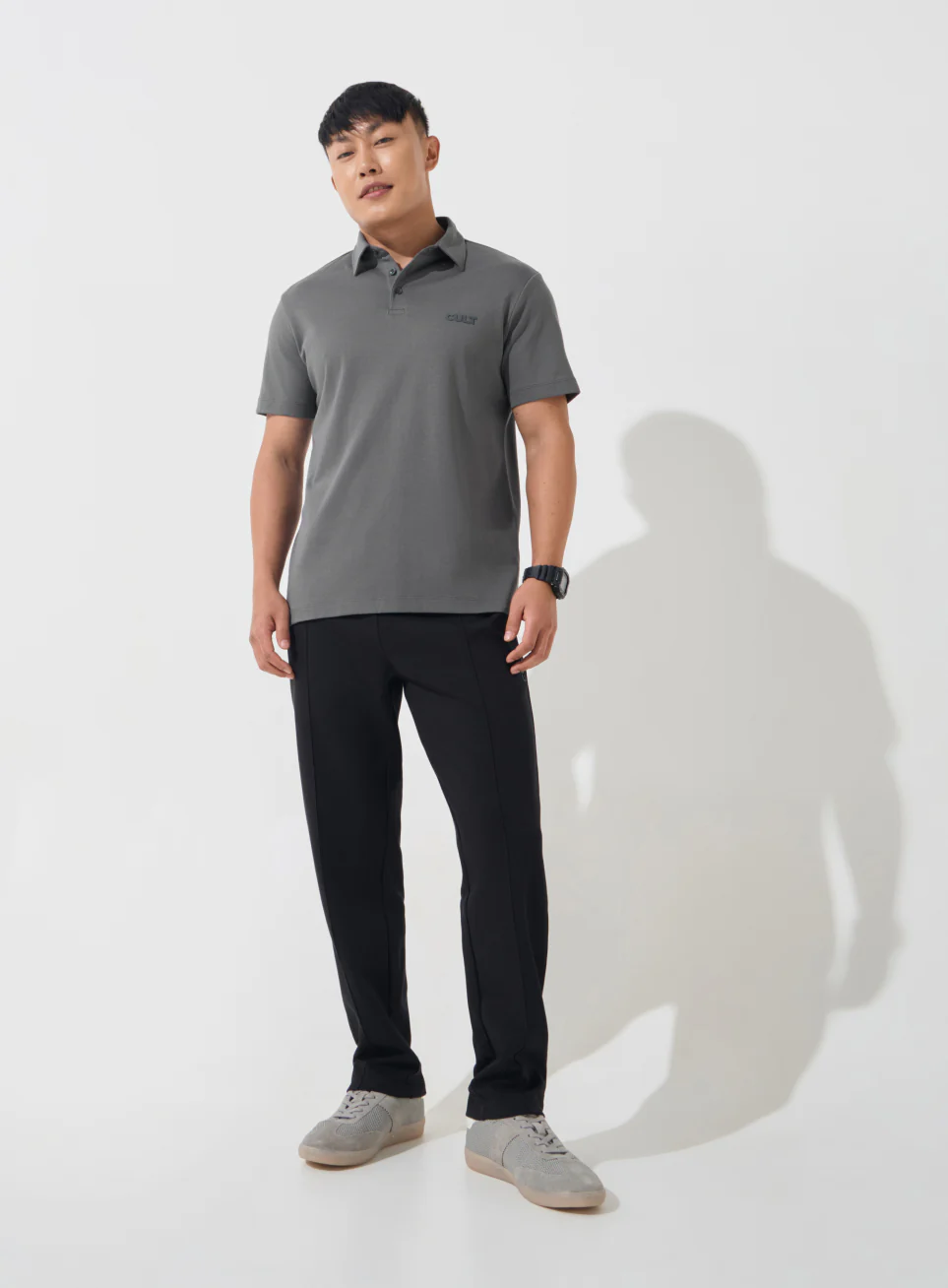 Men's Dark Grey Everyday Luxe Cotton Polo T-shirt - Image 2