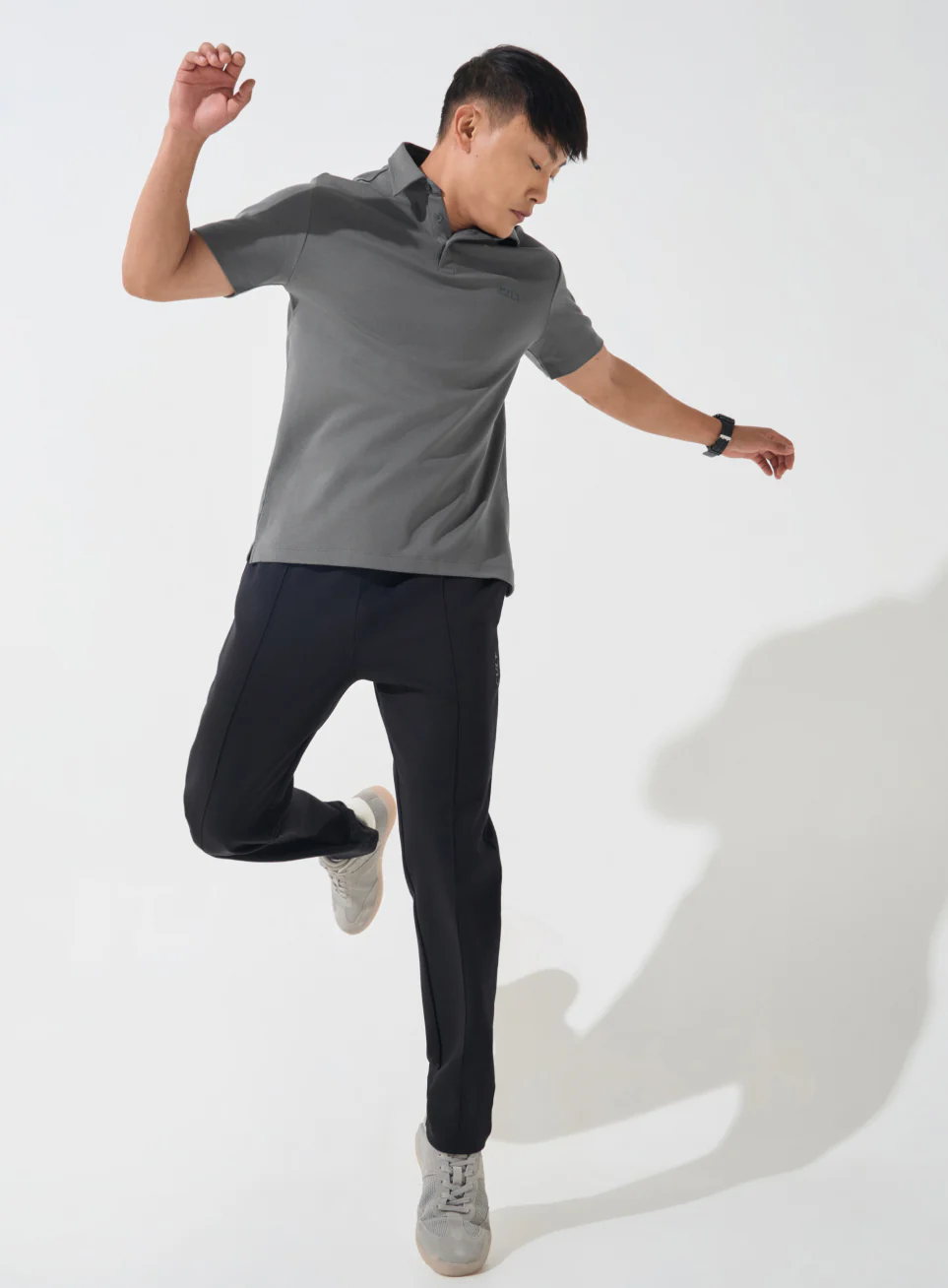 Men's Dark Grey Everyday Luxe Cotton Polo T-shirt - Image 3