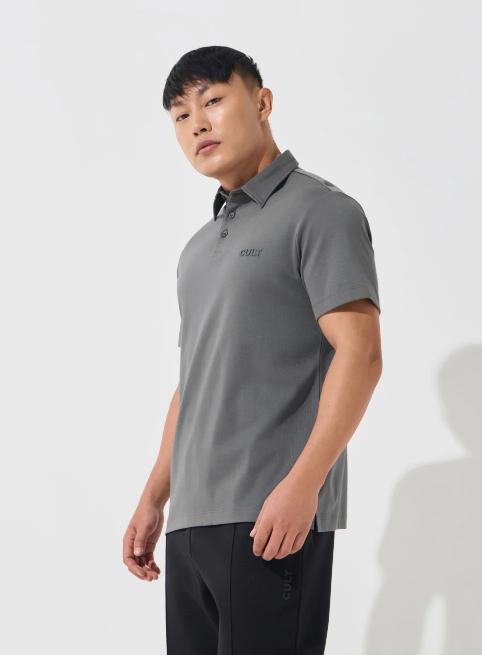 Men's Dark Grey Everyday Luxe Cotton Polo T-shirt - Image 5