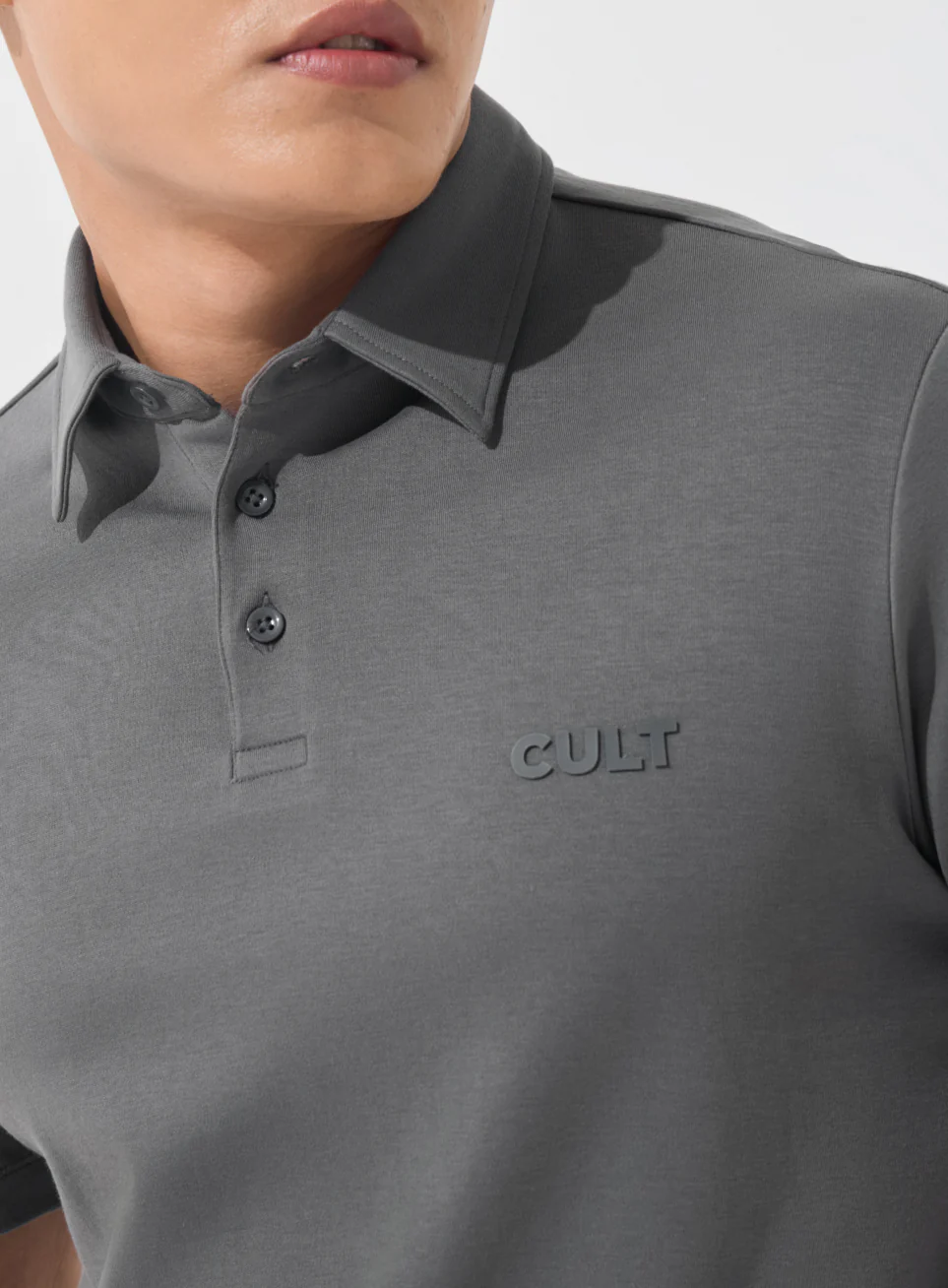 Men's Dark Grey Everyday Luxe Cotton Polo T-shirt - Image 7