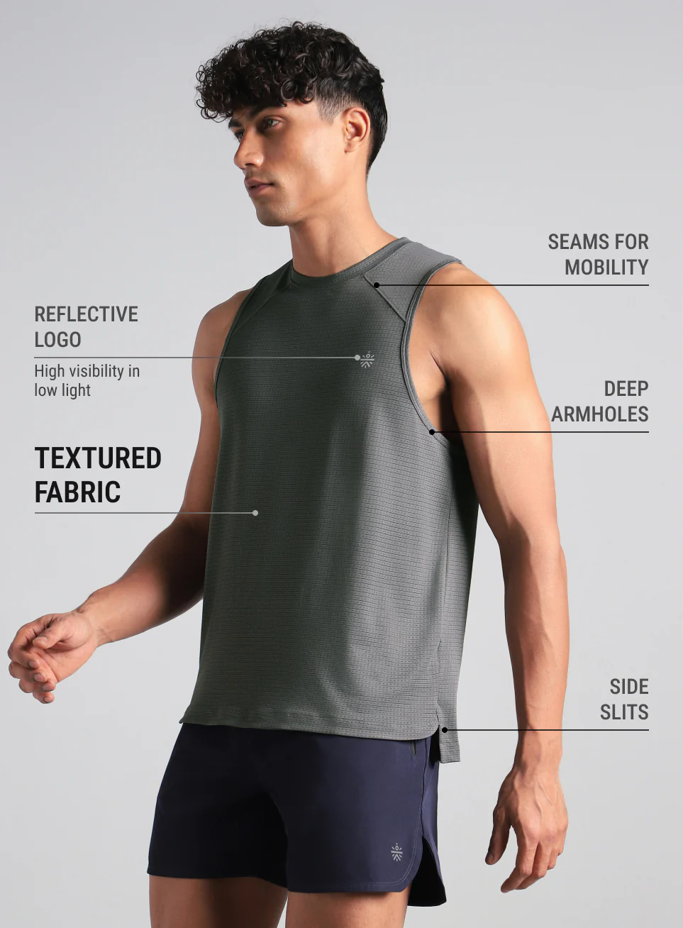 Men's Dark Grey Everyday Runner's Tank - Image 5