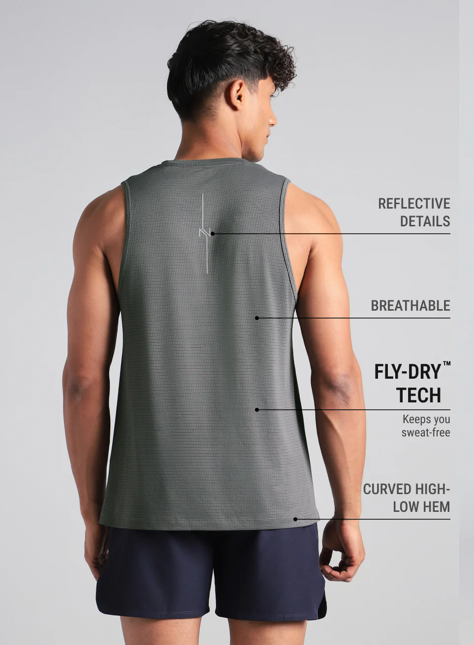 Men's Dark Grey Everyday Runner's Tank - Image 6