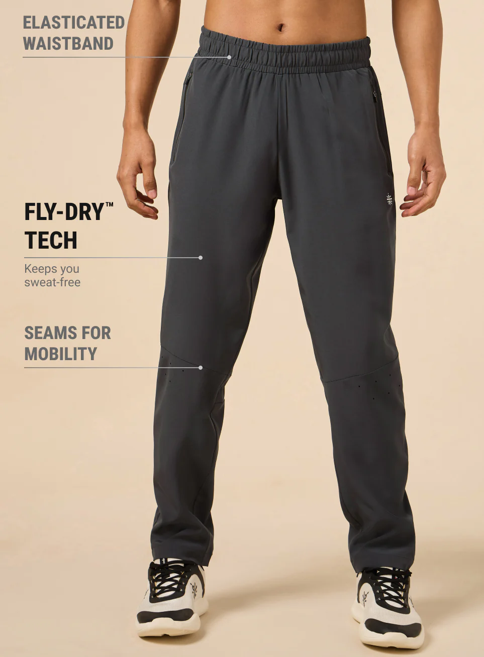 Men's Dark Grey High Flex Training Performance Pants - Image 4