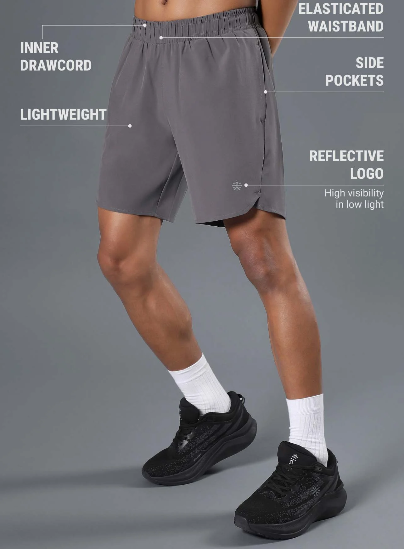Men's Dark Grey Iconic Runner's Shorts - Image 5