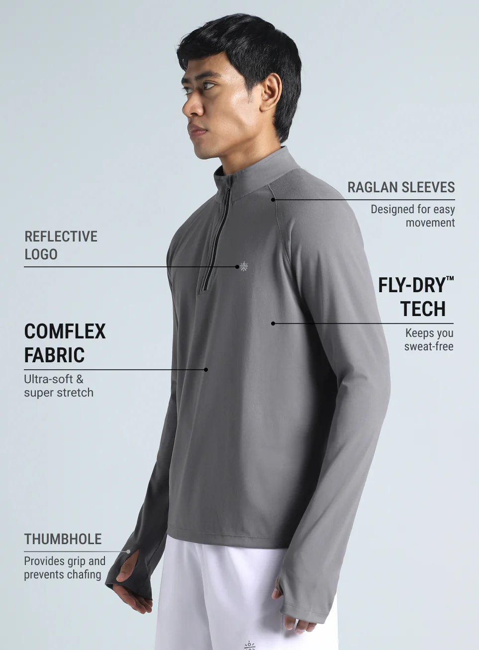 Men's Dark Grey Night Runner's Half Placket Jacket - Image 5